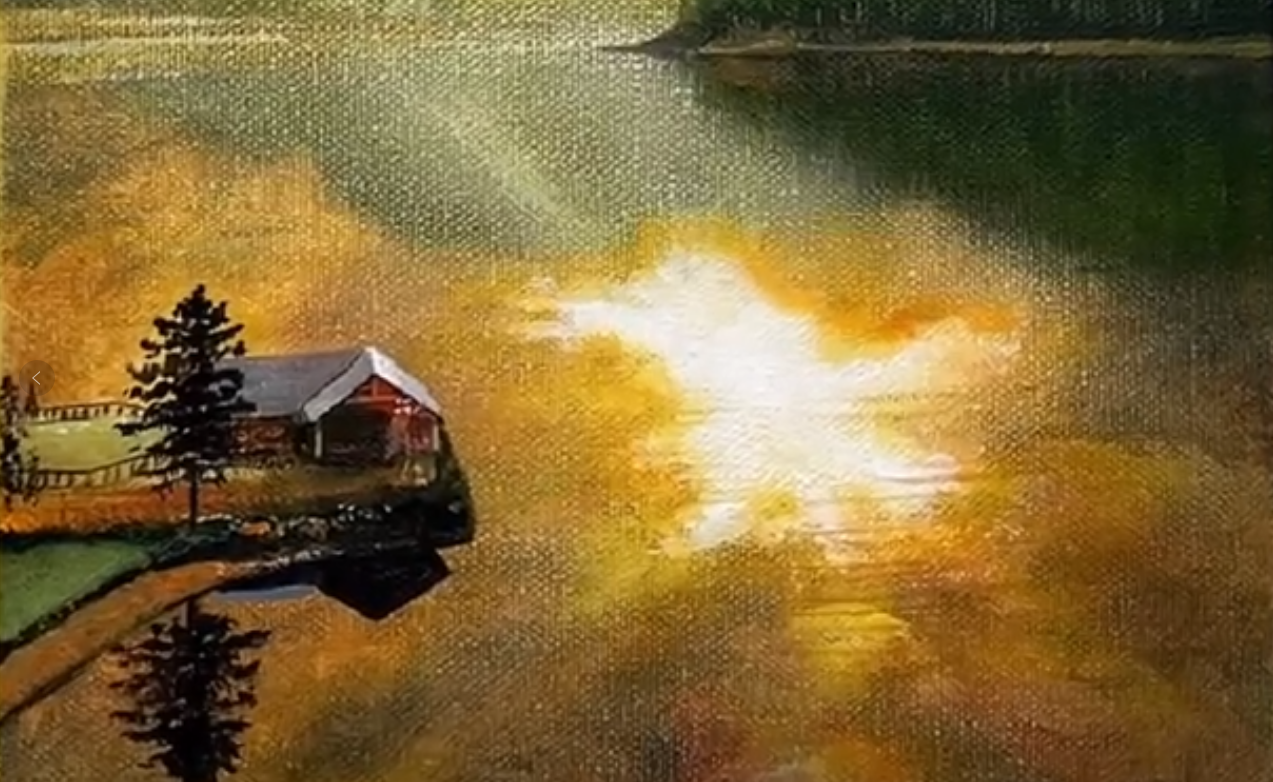 兒童初級丙烯畫|落日湖畔